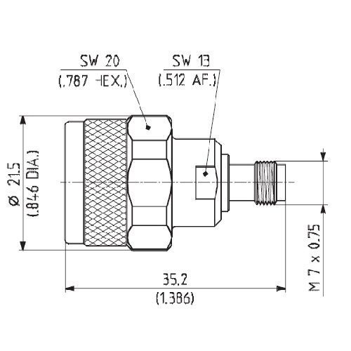 33_N-PC24-50-1/199_UE Adaptor <br>轉接頭 N(m)-2.4mm(f)