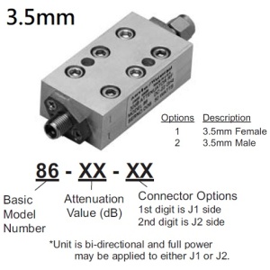 86系列 Fixed Attenuators <br>定值 衰減器 3.5mm