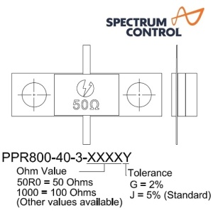 PPR800-40-3 Series <br>法蘭 電阻 4GHz 40W