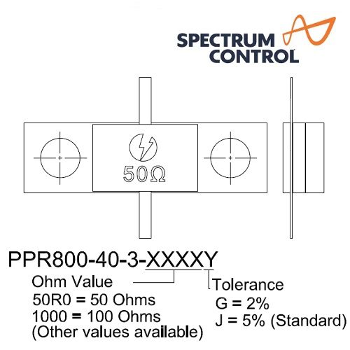 PPR800-40-3 Series <br>法蘭 電阻 4GHz 40W