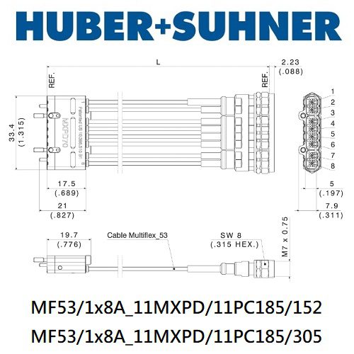 MXPD70 系列 MXPD70-1.85mm(m) <br>多同軸測試電纜 組件