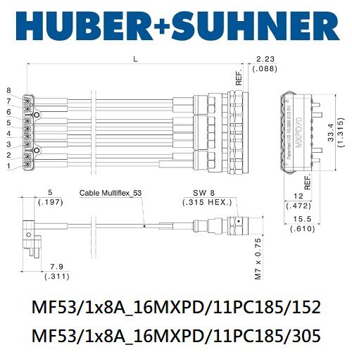 MXPD70 系列 90°MXPD70-1.85mm(m) <br>多同軸測試電纜 組件