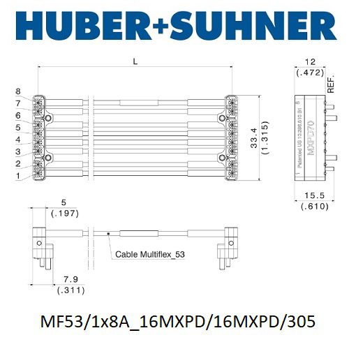 MXPD70 系列 90°MXPD70-90°MXPD70 <br>多同軸測試電纜 組件
