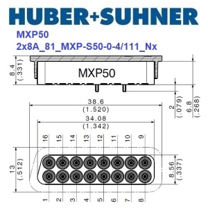 MXP50 系列 2x8A_81_MXP-S50-0-4 <br>多同軸測試電纜 PCB插座