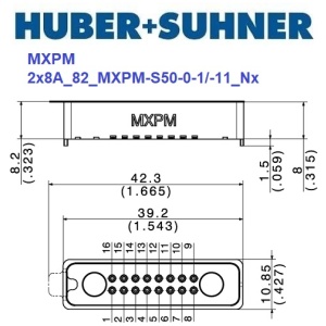 MXPM 系列 2x8 MXPM PCB sockets <br>多同軸測試電纜 PCB插座