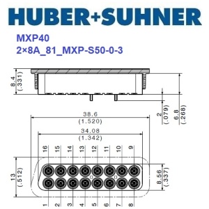 MXP40 系列 2x8A_81_MXP-S50-0-3 <br>多同軸測試電纜 PCB插座
