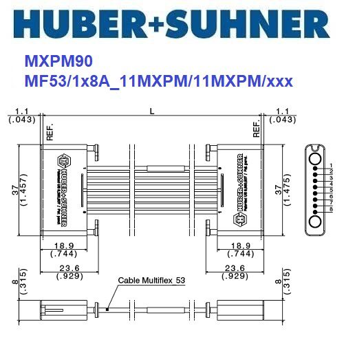 MXPM90 系列 1x8 MXPM90 - MXPM90 <br>多同軸測試電纜 組件