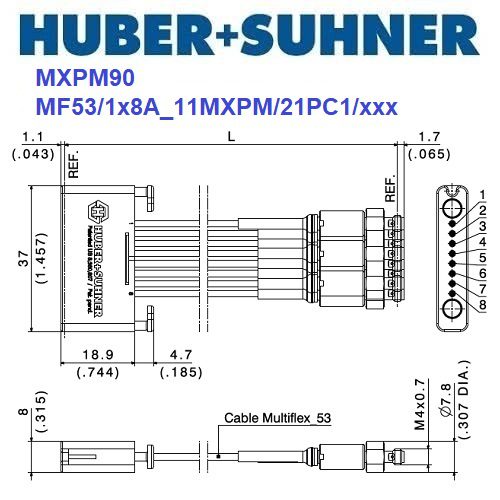 MXPM90 系列 1x8 MXPM - 1.0mm(f) <br>多同軸測試電纜 組件