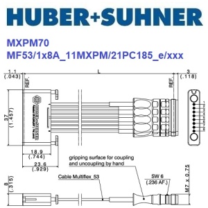 MXPM70 系列 1x8 MXPM - 1.85mm(f) <br>多同軸測試電纜 組件