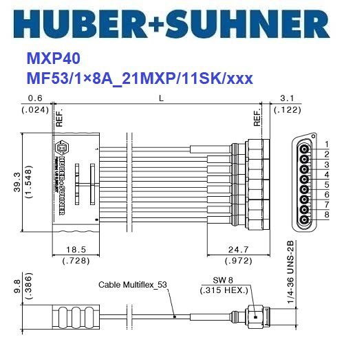 MXP40 系列 1×8 MXP – 2.92mm(m) <br>多同軸測試電纜 組件