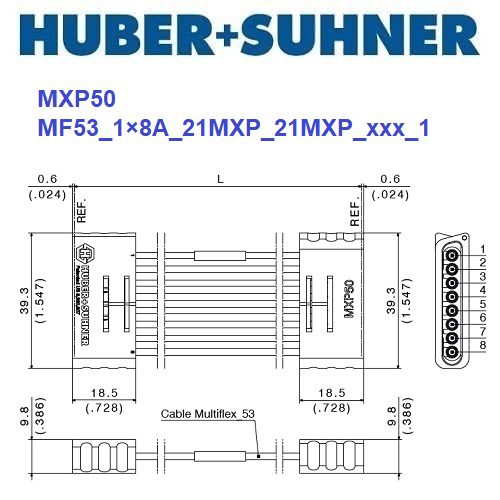 MXP50 系列 1×8 MXP – MXP <br>多同軸測試電纜 組件