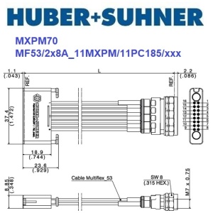 MXPM70 系列 2x8 MXPM - 1.85mm(m) <br>多同軸測試電纜 組件