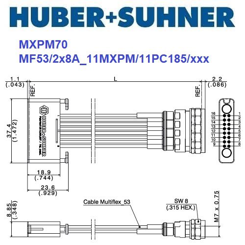 MXPM70 系列 2x8 MXPM - 1.85mm(m) <br>多同軸測試電纜 組件