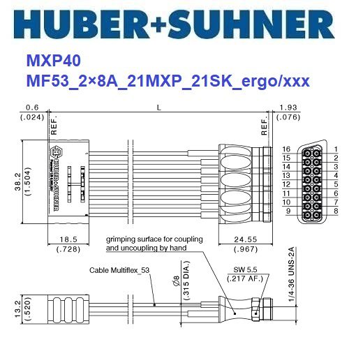 MXP40 系列 2×8 MXP – 2.92mm(f) <br>多同軸測試電纜 組件