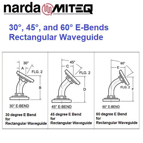 30°,45°,60° E Bends for Rectangular Waveguide <br>30°,45°,60°  E場彎管 矩形波導管