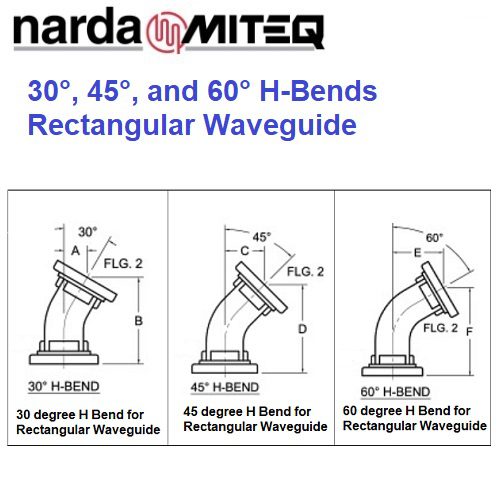 30°,45°,60° H Bends for Rectangular Waveguide <br>30°,45°,60°  H場彎管 矩形波導管