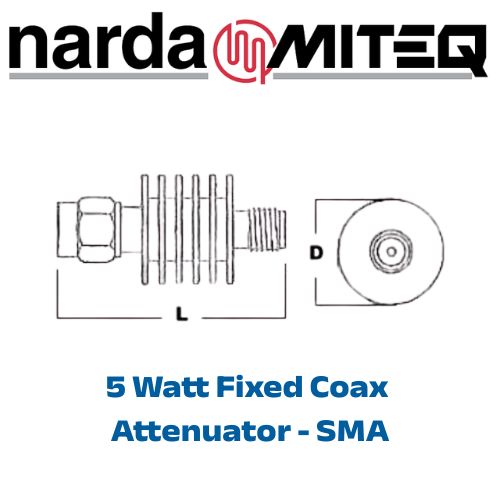 0515-x Fixed Attenuators <br> DC - 6 GHz 5W SMA 定值 衰減器