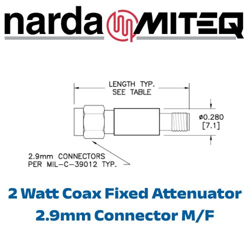 2108-x Fixed Attenuators <br>DC - 26.5 GHz 2W 2.92mm 定值 衰減器